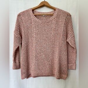 Madewell Women's burnt orange and black rolled sleeve crew neck knit sweater